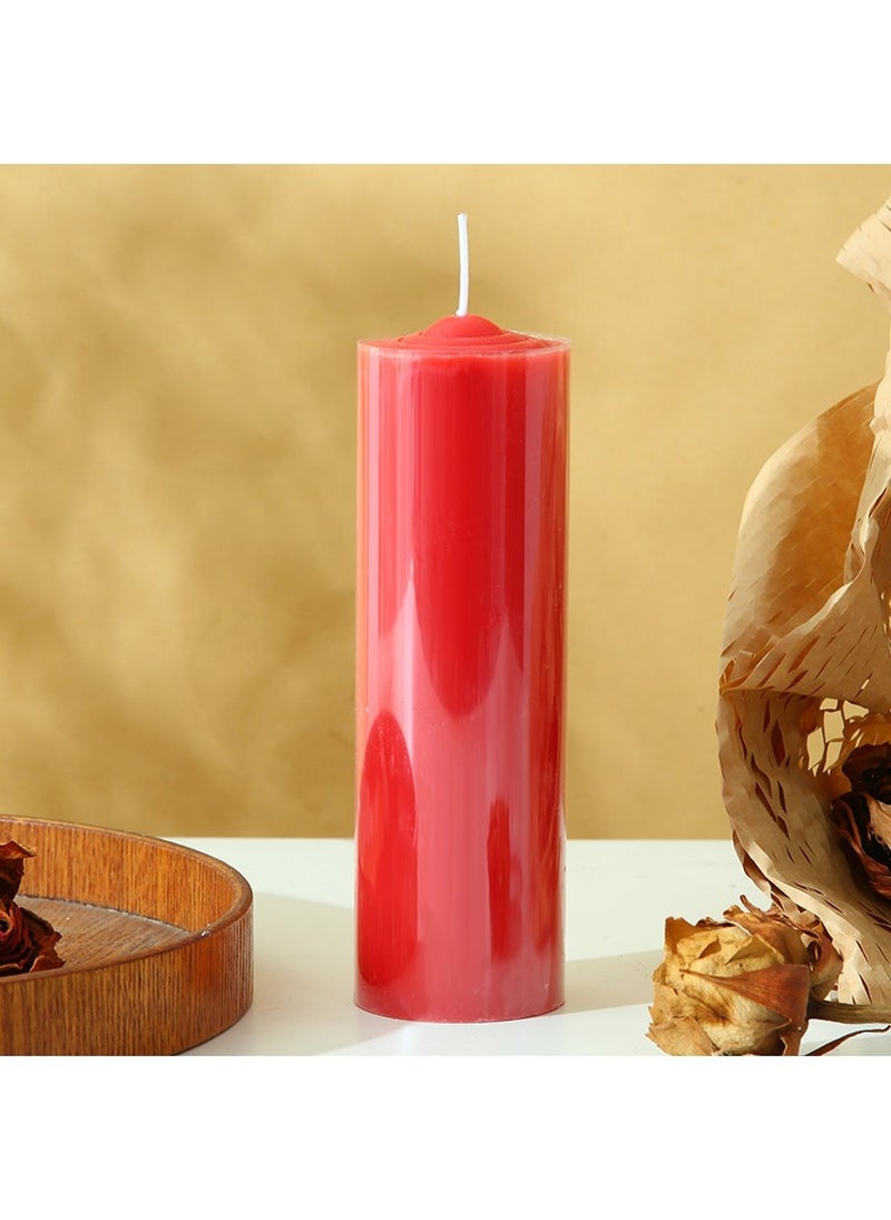 شمعة عمودية حمراء طويلة 5×16 سم، شمعة شمع الصويا تدوم طويلاً ونظيفة الاحتراق، مثالية لتزيين المنزل، وحفلات العشاء، وهدايا الانتقال إلى منزل جديد.